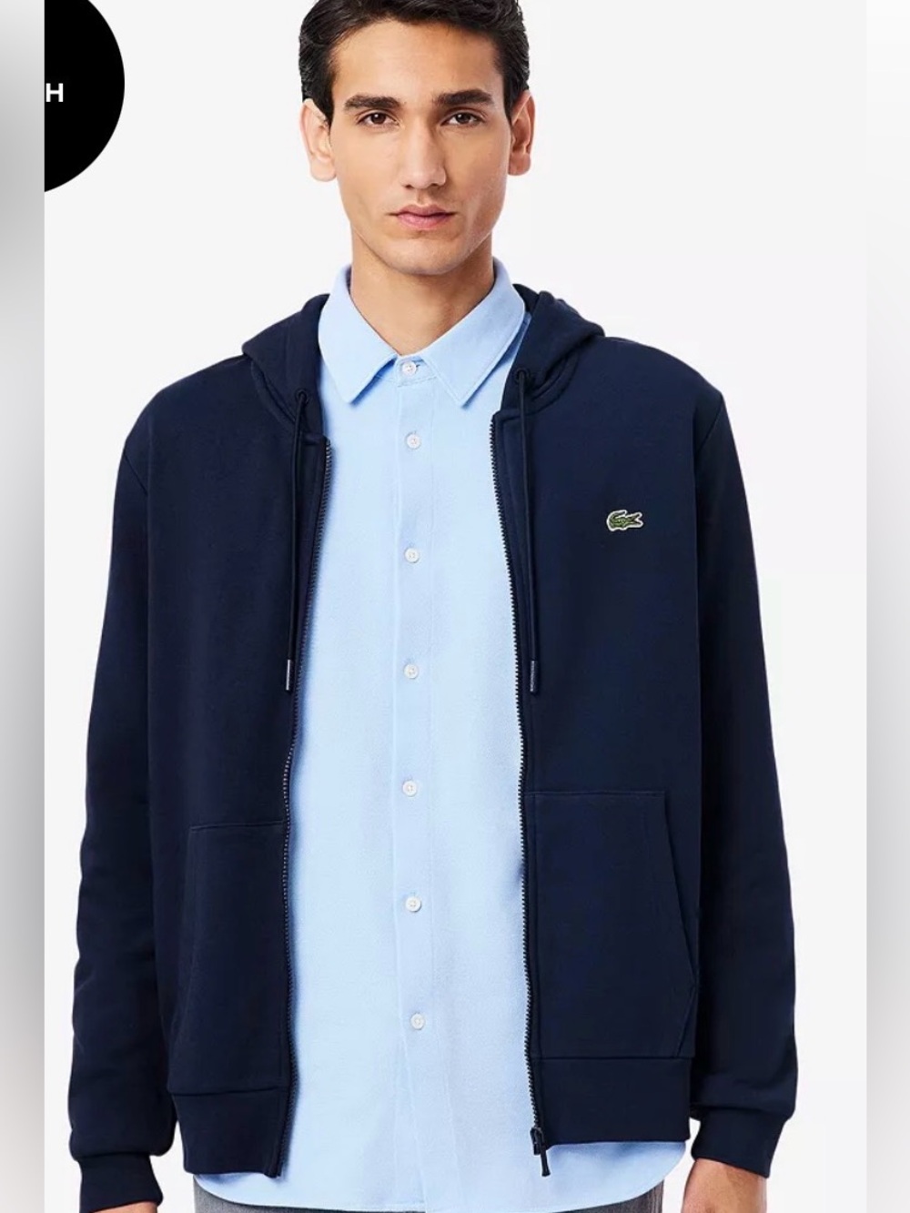 Lacoste Navy Hoodie Full Zip Men’s Sweatshirt - Small